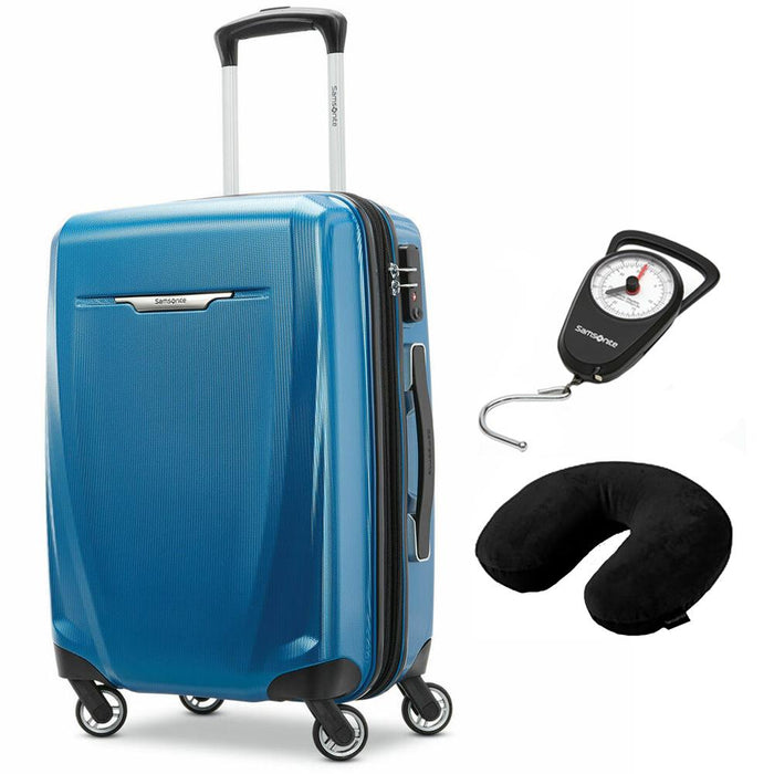 Samsonite Winfield 3 DLX Spinner 56/20 Carry-On Blue + Scale & Pillow