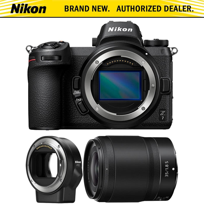 Nikon Z7 45.7MP FX-Format 4K Mirrorless Camera w/ 35mm Lens + FTZ Mount Adapter