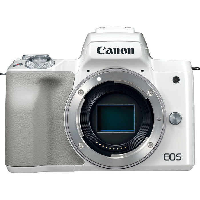Canon EOS M50 Mirrorless Digital Camera White with 15-45mm Lens Deluxe Bundle