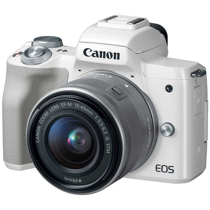 Canon EOS M50 Mirrorless Digital Camera White with 15-45mm Lens Deluxe Bundle