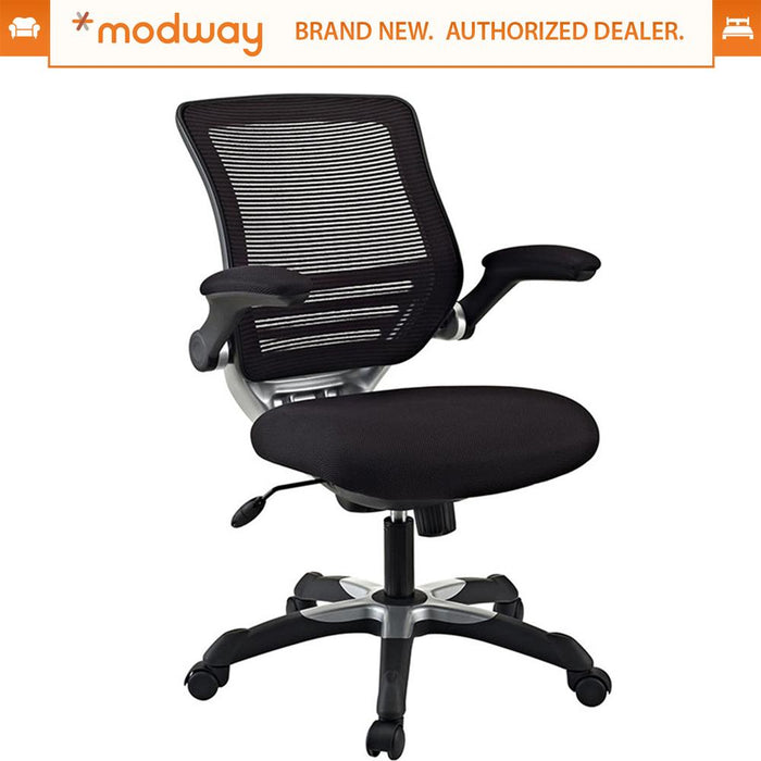 Modway EEI-594-BLK Edge Office Desk Chair With Flip-Up Arms, Black Mesh
