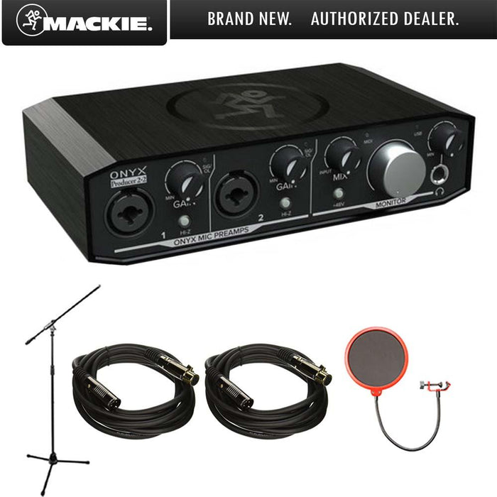 Mackie Onyx Producer 2-2 2x2 USB Audio Interface with MIDI + Accessories Bundle