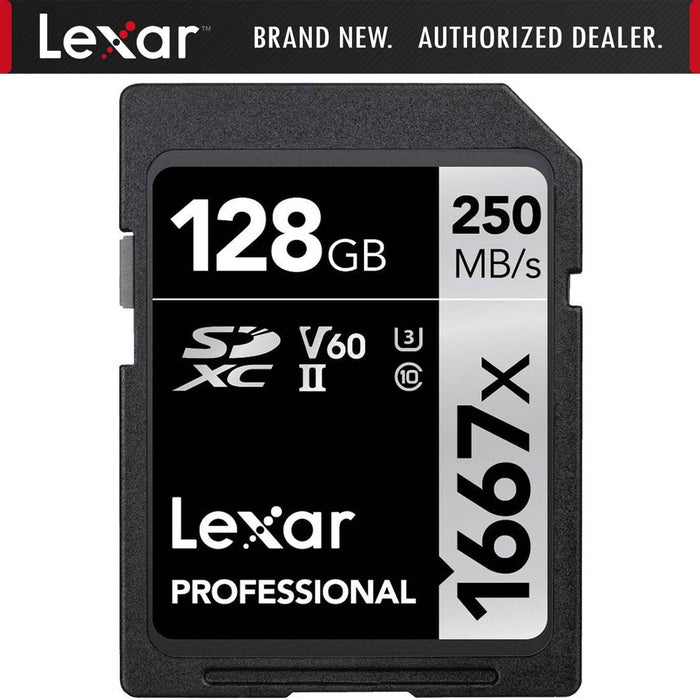 Lexar Professional 1667x 128GB SDXC UHS-II Memory Card, 250MB/s Read, 120MB/s Write