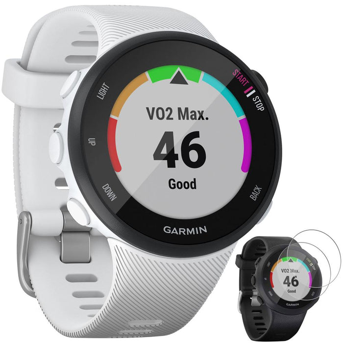Garmin Forerunner 45S GPS Running Watch 39mm White + Deco Gear Tempered Glass