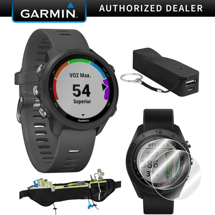 Garmin Forerunner 245 GPS Sport Watch (Slate) with Portable Power Bank Bundle