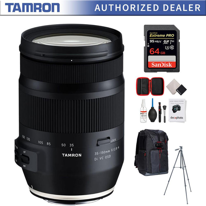 Tamron 35-150mm F/2.8-4 Di VC OSD Zoom Lens for Canon + 64GB Accessories Bundle