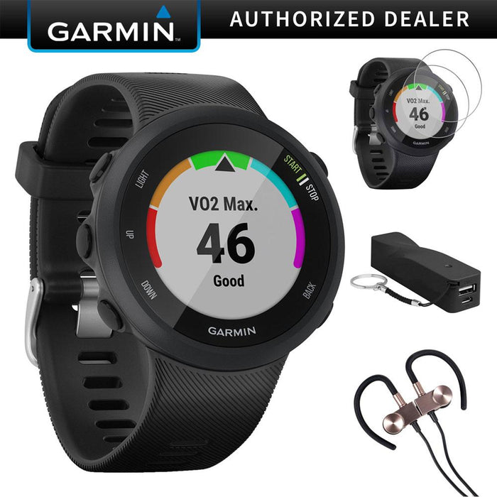 Garmin Forerunner 45 GPS Running Watch 45mm (Black) w/ Accessories Bun —  Beach Camera