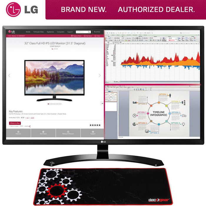 LG 32" Full HD IPS LED Monitor 1920 x 1080 16:9 + Deco Gear Gaming Mouse Pad