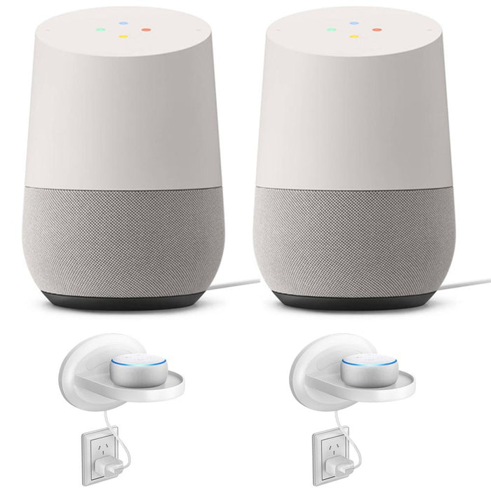 Google Home Smart Speaker w/ Google Assistant White/Slate 2 Pack + 2x Wall Mount