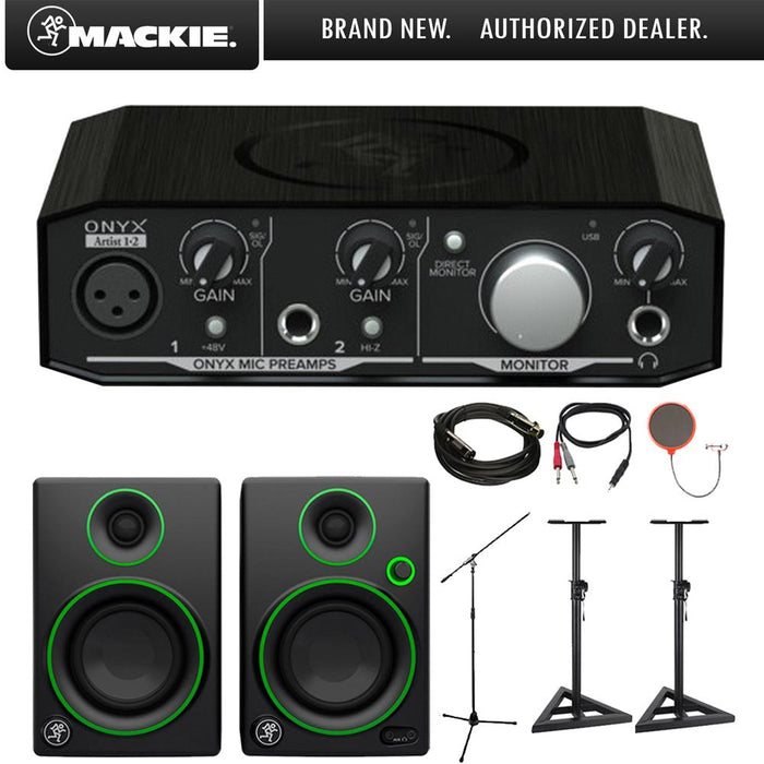 Mackie Onyx Artist 1-2 2x2 USB Audio Interface with CR3 3" Multimedia Speaker Bundle