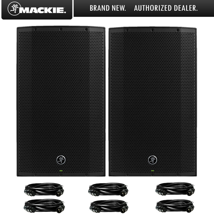 Mackie TWO Thump12BST 1300W 12" Advanced Loudspeaker & SIX Deco Gear XLR Cable Bundle