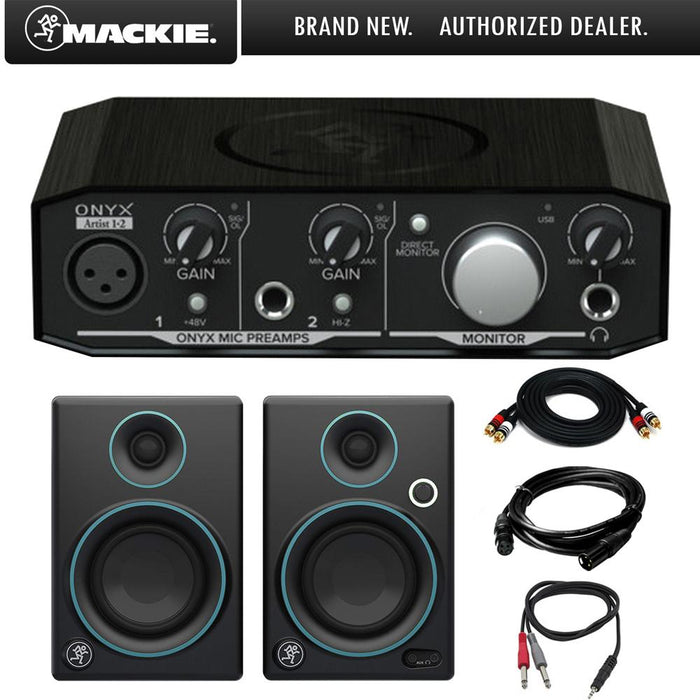 Mackie Onyx Artist 1-2 2x2 USB Audio Interface with 3" Multimedia Speaker Bundle