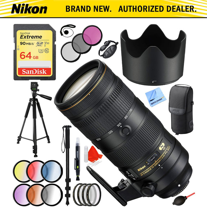 Nikon AF-S NIKKOR 70-200mm f/2.8E FL ED VR Zoom Lens (20063) with 77mm Filter Sets Kit