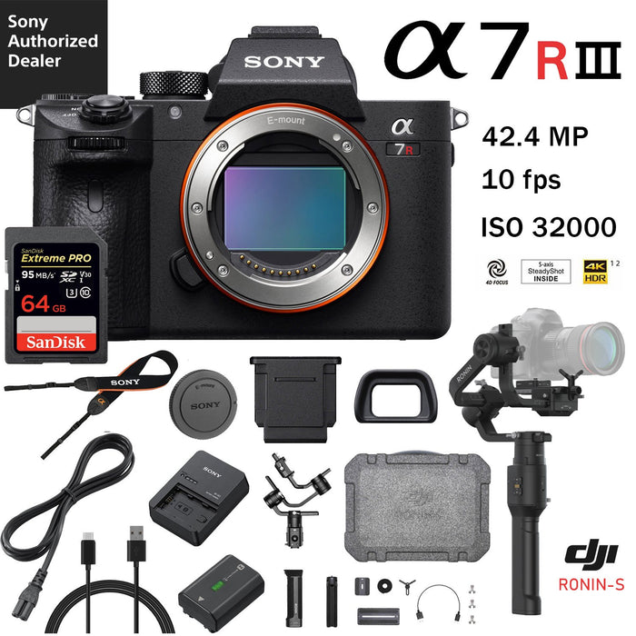 Sony a7R III 42.4MP Mirrorless Camera with DJI Ronin-S 3-Axis Gimbal Essentials Kit