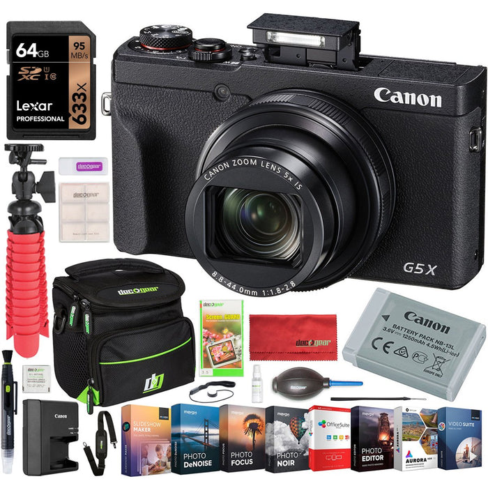 Canon PowerShot G5 X Mark II Digital Camera 20.1MP 5x Optical Zoom 4K w/ Travel Bundle
