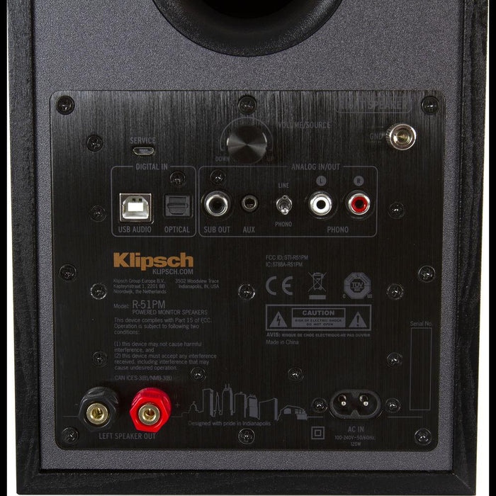 Klipsch R-51PM 2-Way Powered Bluetooth Bookshelf Speakers - Pair (1066254)