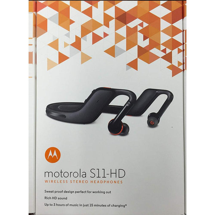 Motorola S11-HD Wireless Stereo Bluetooth Headset Black/Orange - Factory Refurbished