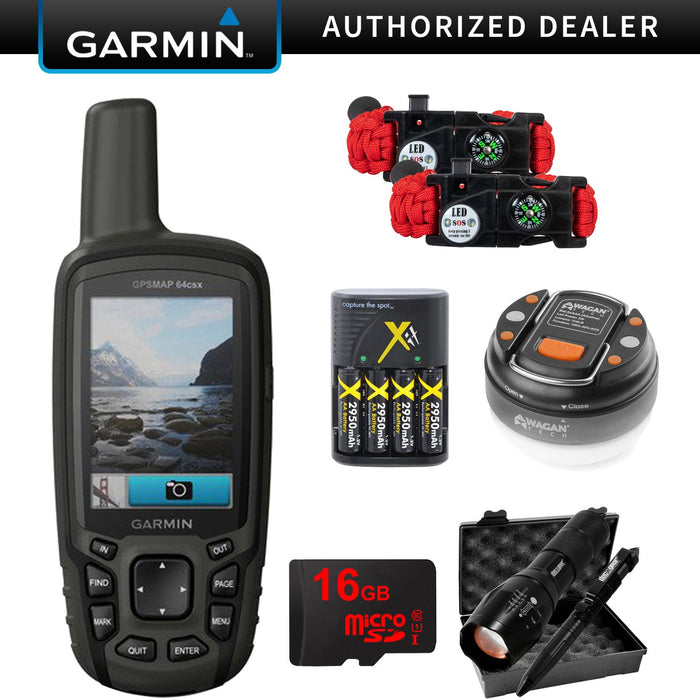 Garmin GPSMAP 64csx Handheld GPS with 16GB Camping & Hiking Bundle - (010-02258-20)