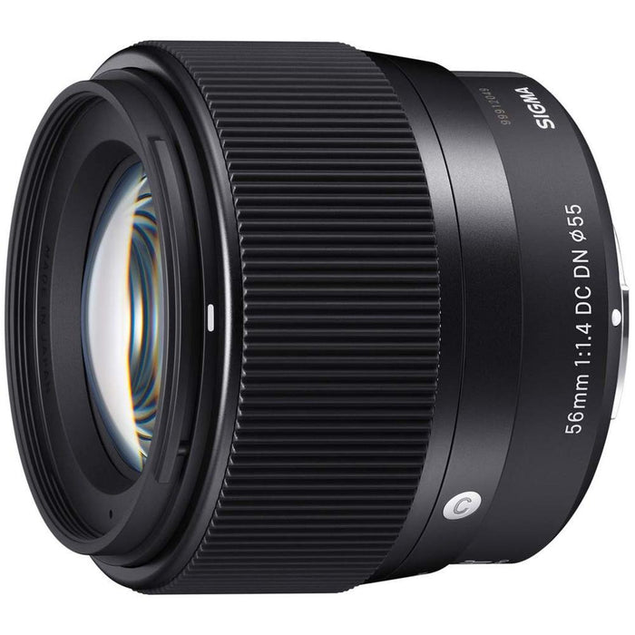 Sigma 56mm F1.4 DC DN C Contemporary Lens for Sony E-Mount + 64GB Memory Bundle