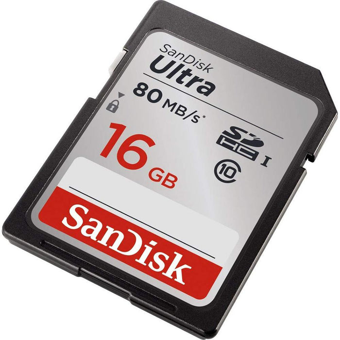 Sandisk Ultra SDHC 16GB UHS Class 10 Memory Card, Up to 80MB/s Read Speed 2 Pack