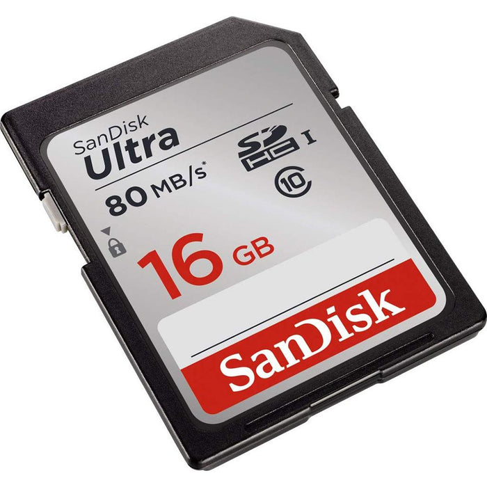 Sandisk Ultra SDHC 16GB UHS Class 10 Memory Card, Up to 80MB/s Read Speed 2 Pack