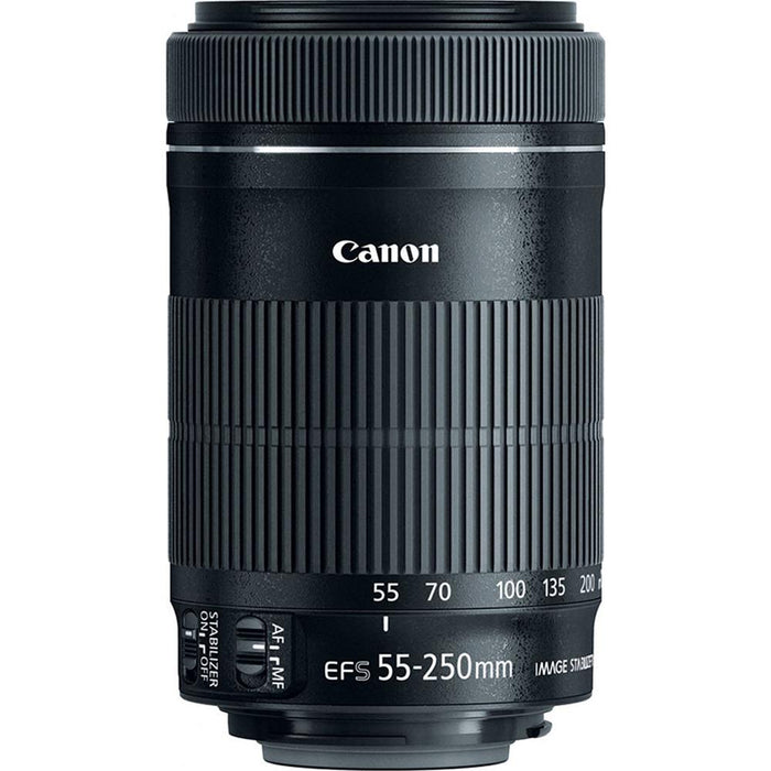 Canon EF-S 55-250mm f/4-5.6 IS II (Stabilized) Telephoto Lens Deluxe Accessory Bundle