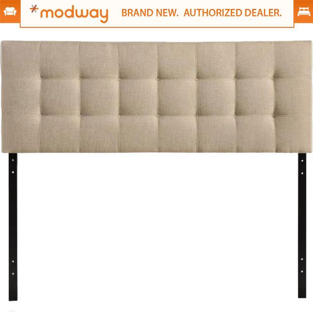 Modway Lily Full Upholstered Fabric Headboard in Beige / Lily