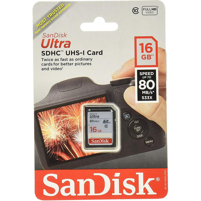 Sandisk Ultra SDHC 16GB UHS Class 10 Memory Card, Up to 80MB/s Read Speed