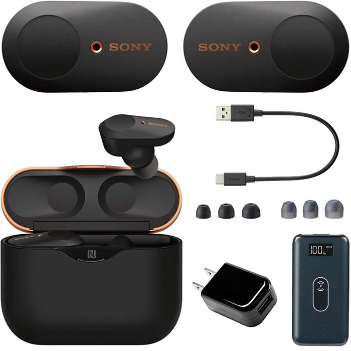 Sony WF-1000XM3 Noise Canceling Wireless Earbuds (Black) + Deco Gear Power Bundle