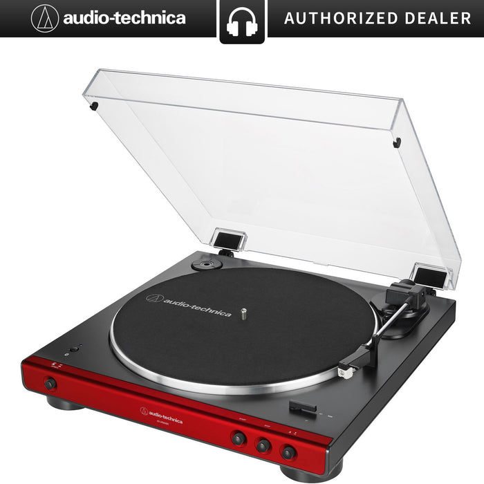 Audio-Technica AT-LP60XBT-RD Fully Automatic Belt-Drive Bluetooth Stereo Turntable, Red/Black