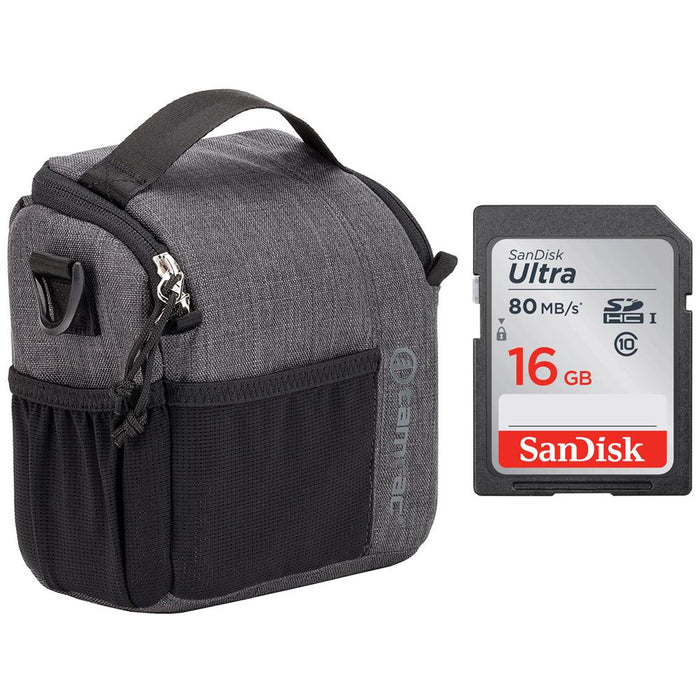 Tamrac Tradewind 2.6 Shoulder Bag (Dark Gray) T1400-1919 w/ SDHC 16GB Memory Card