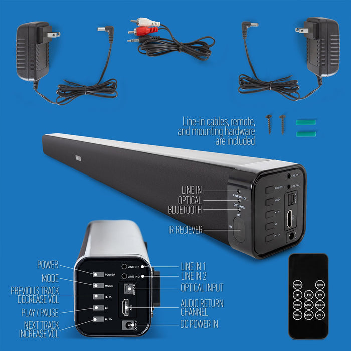 Deco Gear 60W Soundbar with Subwoofer - Premium 2.1 Channel Audio - Wireless Connectivity