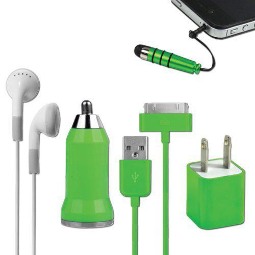 iCover 5-in-1 Travel Kit for iPhone 4/4S and 4th Generation iPods - Green