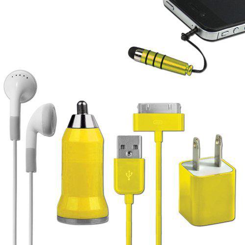 iCover 5-in-1 Travel Kit for iPhone 4/4S and 4th Generation iPods - Yellow