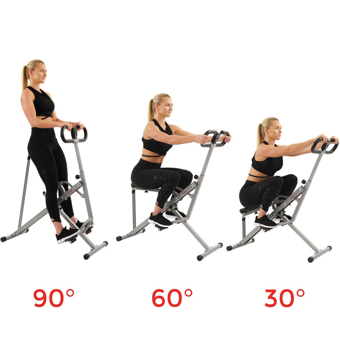 Sunny Health and Fitness Upright Assist Row-N-Ride for Squat and Glutes Workout w/ Cooling Towel (Orange)