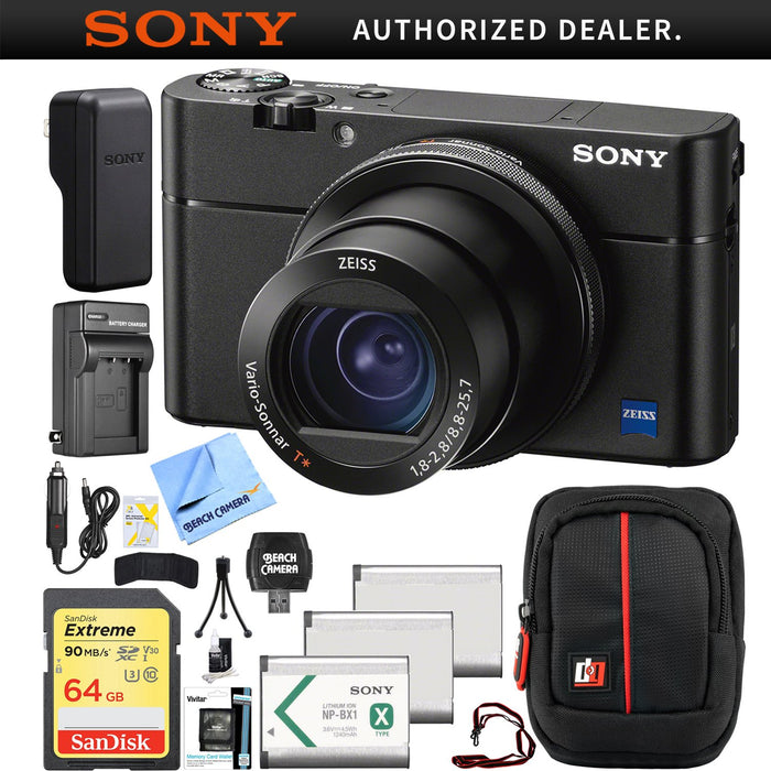 Sony Cyber-shot DSC-RX100M5A V 4K Zeiss 24-70mm Lens Digital Camera and Case Bundle