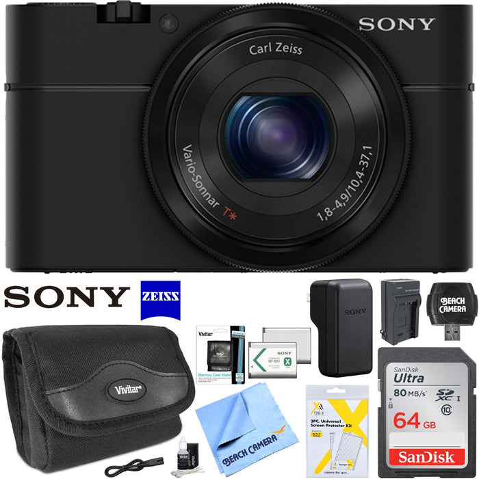 Sony Cyber-shot DSC-RX100 Full HD Digital Camera w/ Zeiss 3.6x Zoom Lens Bundle