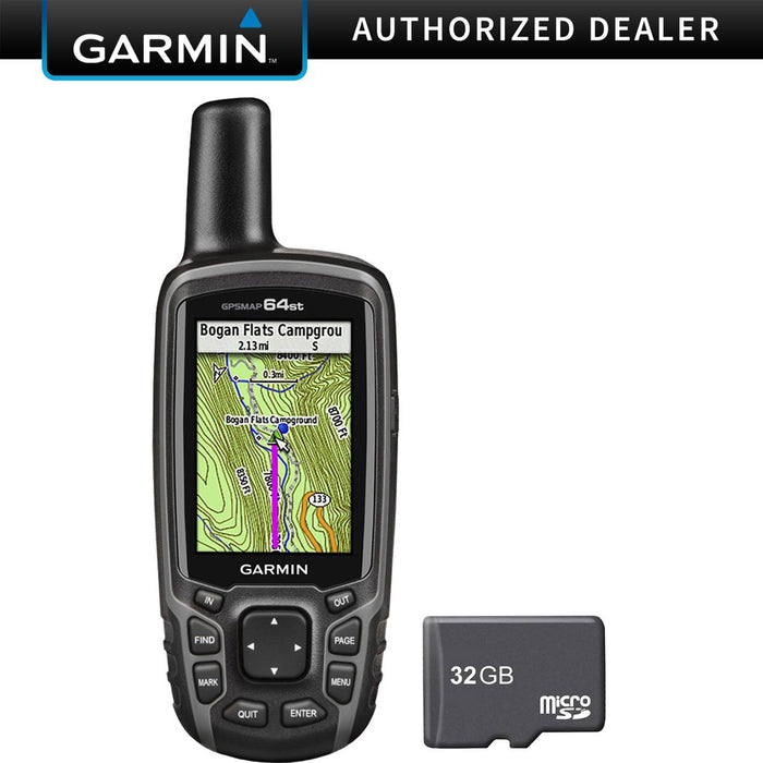 Garmin GPSMAP 64st Worldwide Handheld GPS with 32GB MicroSD Memory Card