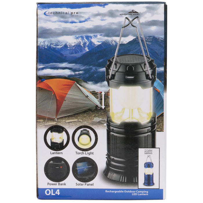 Technical Pro OL4B Rechargeable Outdoor Camping LED Lantern, Black