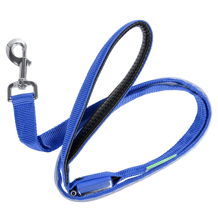 Deco Pet LED Dog Leash and Collar with 3 Light Modes, Battery-Powered - Blue