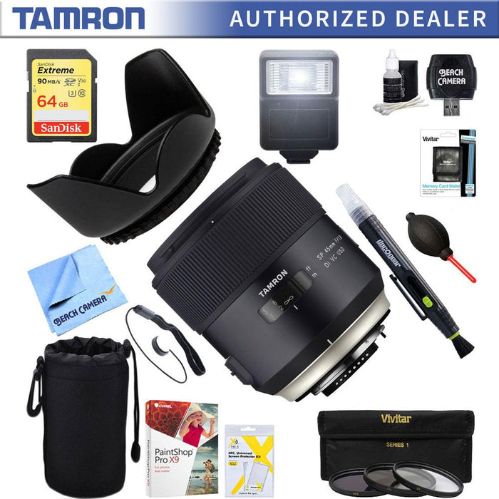 Tamron SP 45mm f/1.8 Di VC USD Lens for Nikon Mount + 64GB Ultimate Kit