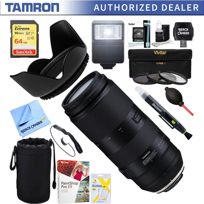 Tamron 100-400mm F/4.5-6.3 Di VC USD Zoom Lens for Nikon + 64GB Ultimate Kit