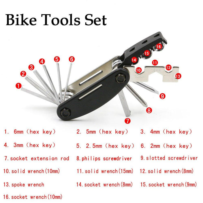 Deco Gear 16-in-1 Multi-Function Bike Mechanic Repair Tool Kit for Bicycle/Cycling