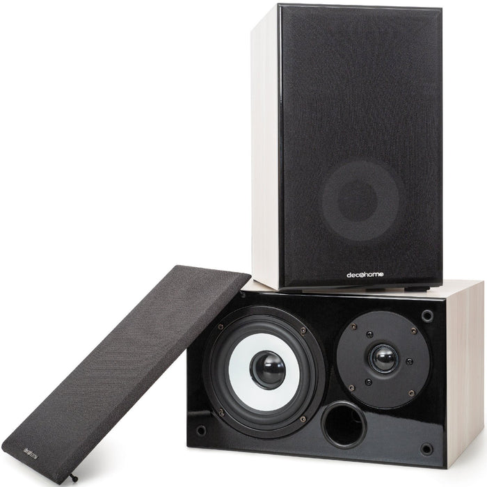 Deco Home DHPAS100 Passive 140W Bookshelf Speakers, 5in. Woofer with Dome Tweeter, White