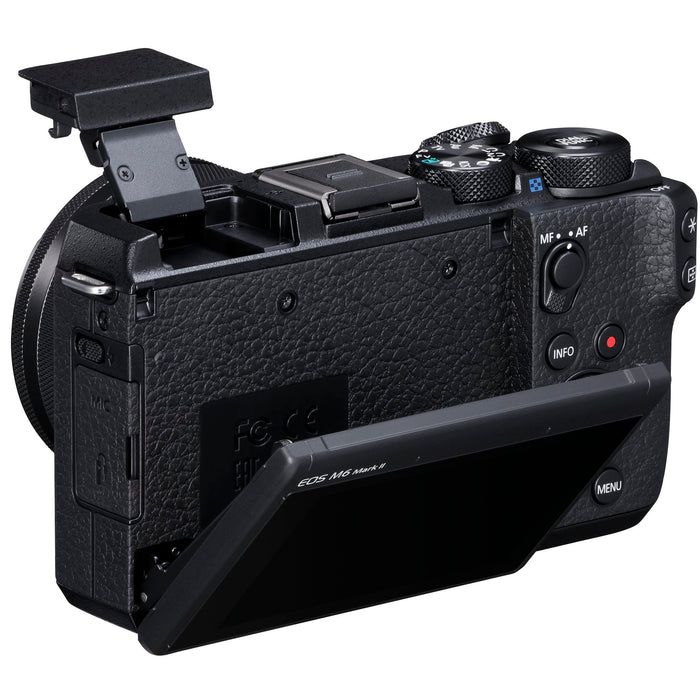 Canon EOS M6 Mark II Mirrorless Camera 15-45mm IS STM Lens EVF Kit (Black) 3611C011
