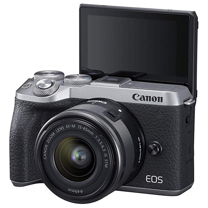 Canon EOS M6 Mark II Mirrorless Camera 15-45mm IS STM Lens EVF Kit (Silver) 3612C011