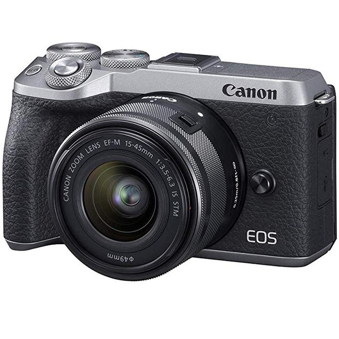 Canon EOS M6 Mark II Mirrorless Camera 15-45mm IS STM Lens EVF Kit (Silver) 3612C011