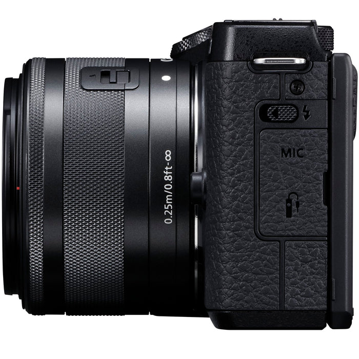 Canon EOS M6 Mark II Mirrorless Camera + 15-45mm Lens + EVF + Microphone Pro Kit Black