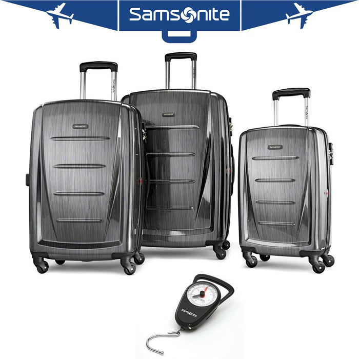 Samsonite Winfield 2 Hardside 3 Piece Spinner Set Charcoal with Luggage Scale