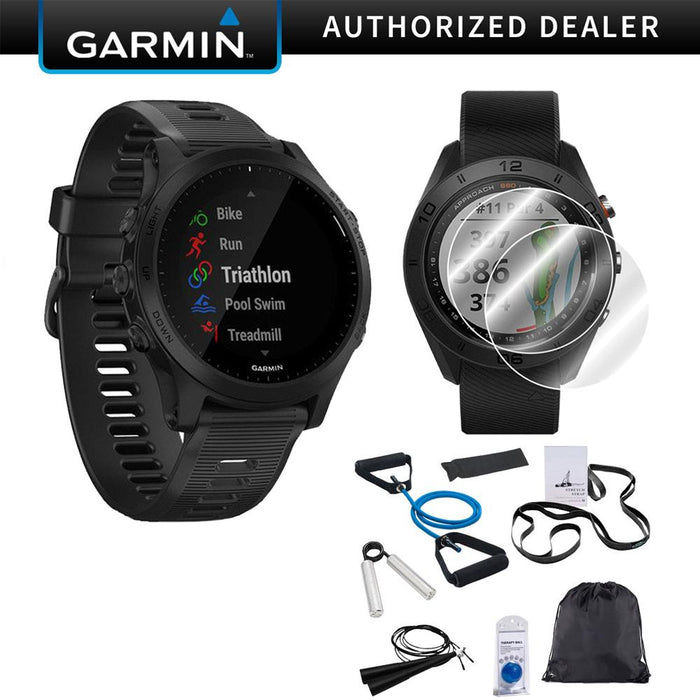 Garmin Forerunner 945 GPS Sport Watch (Black) with 7-Piece Fitness Kit Bundle
